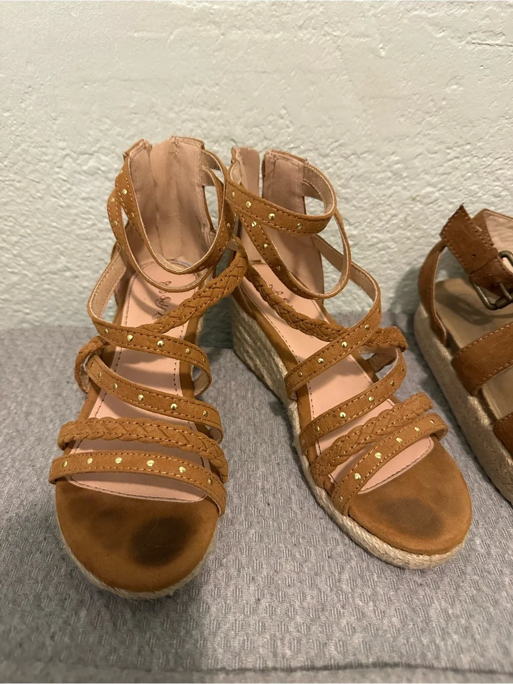 Kids Brown Suede Platform Sandals Size 2